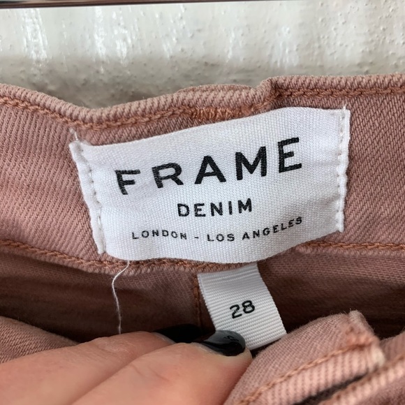 Frame Embroidered Raw Hem Mini Skirt Dusty Rose 28 - Picture 4 of 5